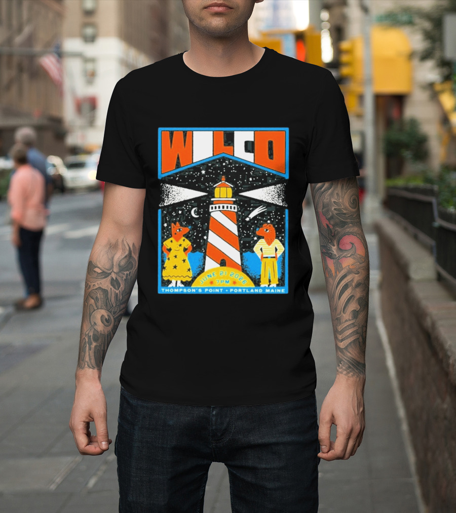 Wilco June 21 2026 Thompson's Point Portland Maine Lighthouse Concert Tour T-Shirt