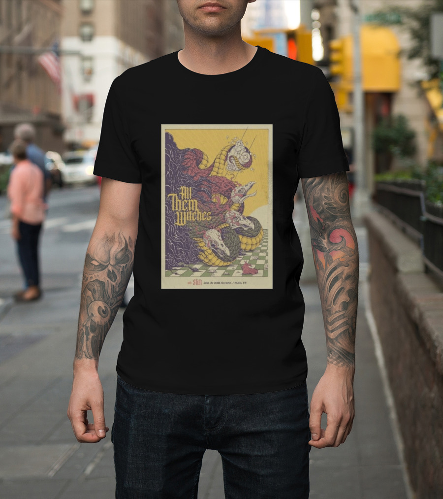 All Them Witches Slift June 29 2026 Olympia Paris FR Serpent Creature Checkerboard T-Shirt