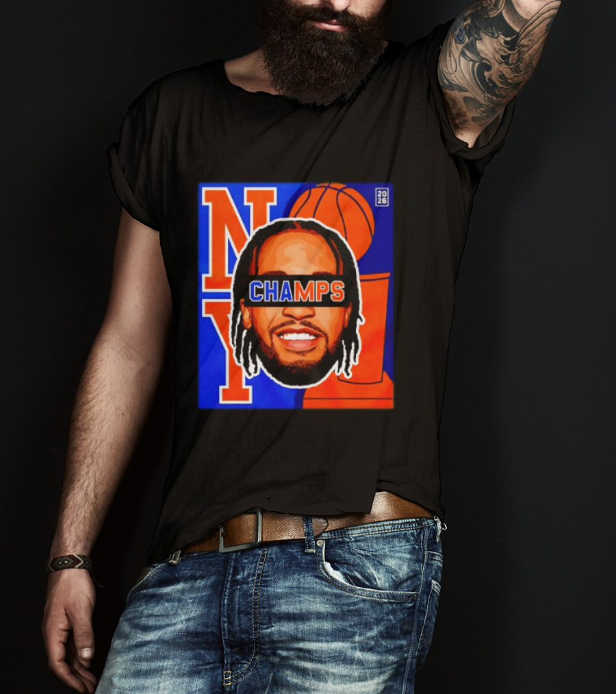 Jalen Brunson New York Knicks 2026 Champs Big Head NBA Basketball T-Shirt