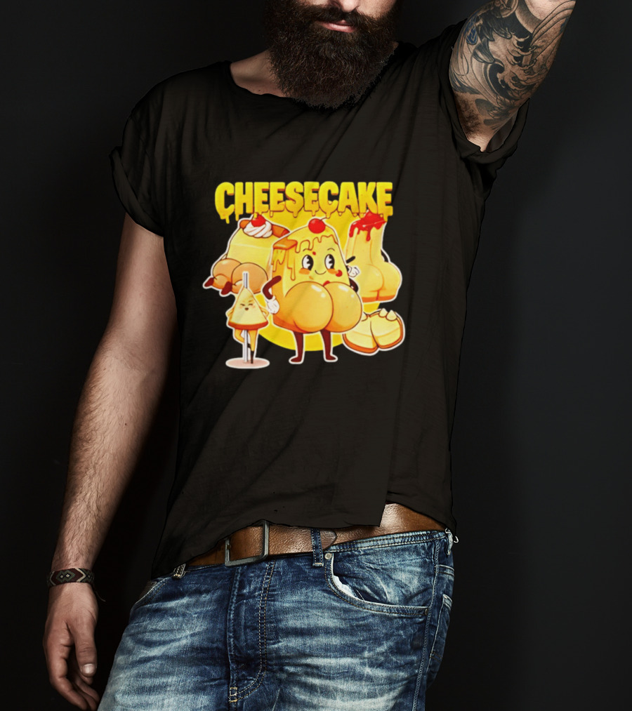 Cheesecake Delicious Cartoon Characters With Cherry And Whipped Cream T-Shirt