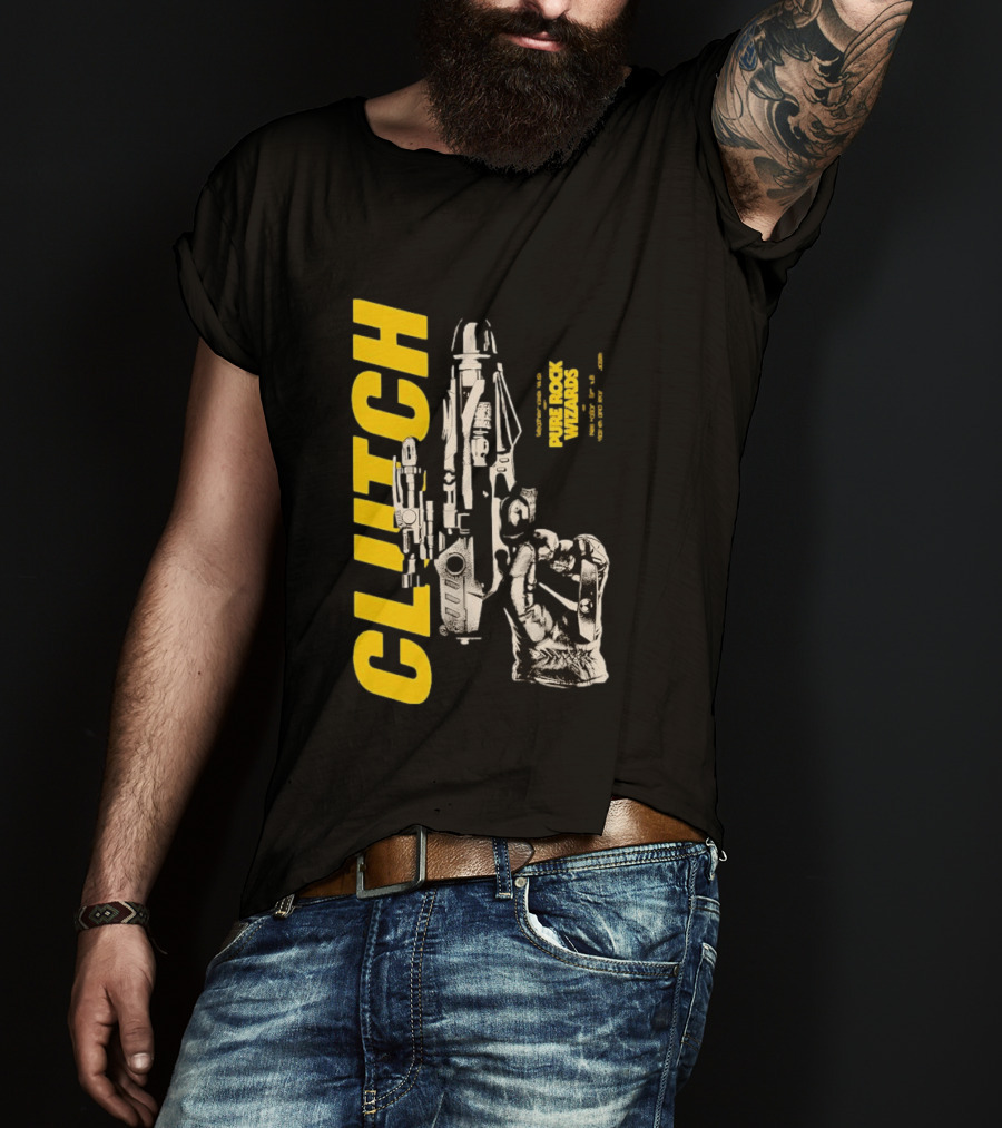Clutch Pure Rock Wizards Tour Retro Sci Fi Mechanical Arm T-Shirt