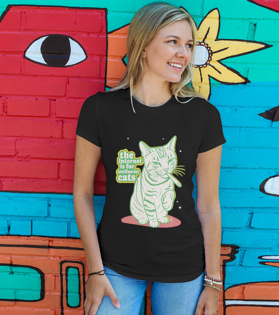 Antifascist Cats Internet Humor Smoky Cat Relaxation T-Shirt