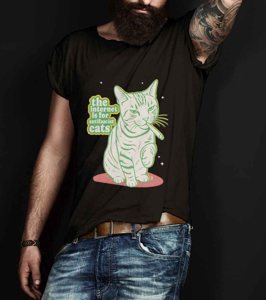 Antifascist Cats Internet Humor Smoky Cat Relaxation T-Shirt