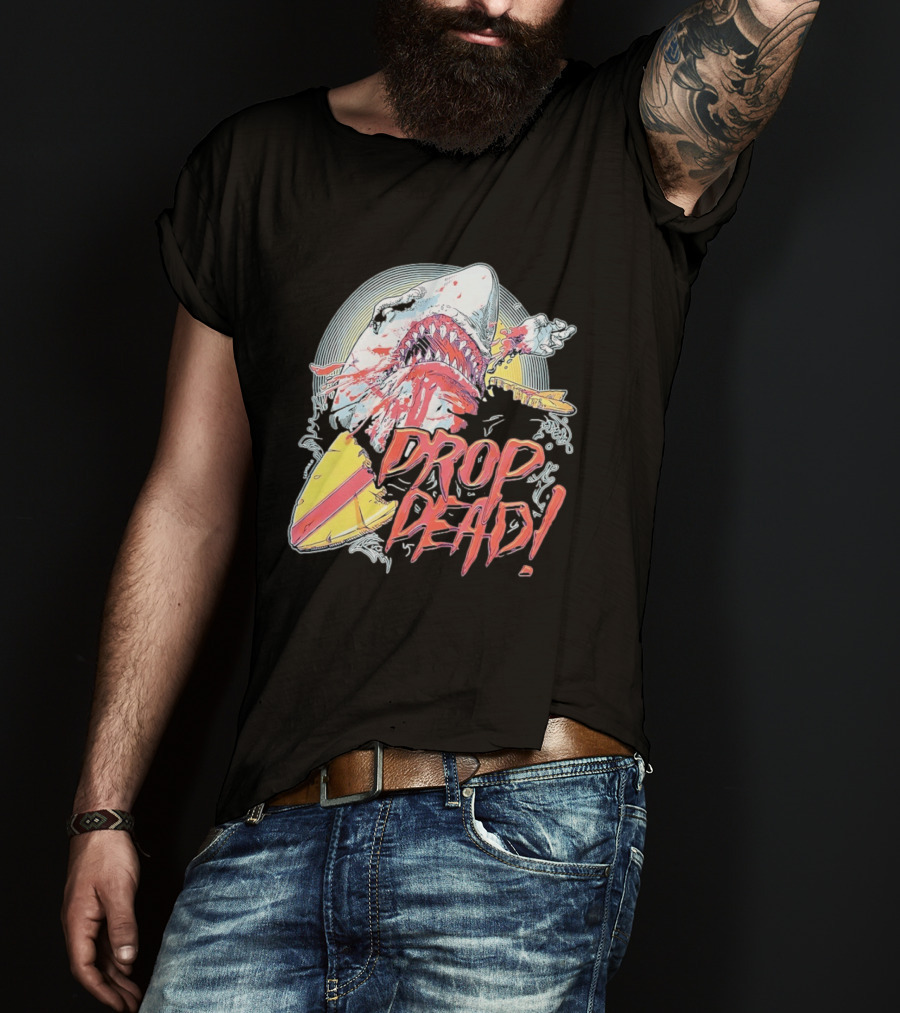 Drop Dead Shark Attack Surfboard T-Shirt