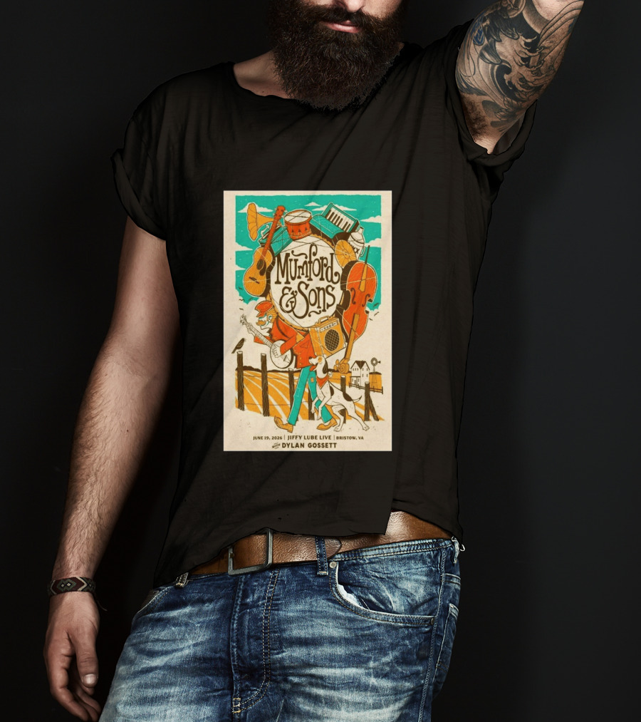 Mumford & Sons Dylan Gossett Jiffy Lube Live June 19 2026 Bristow Virginia T-Shirt