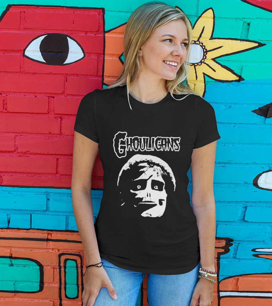 Ghouligans Classic Horror Punk Skull Face White T-Shirt