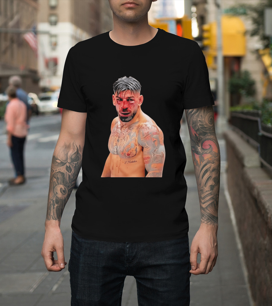 Ilia Topuria MMA Fighter Portrait Bleeding Face T-Shirt