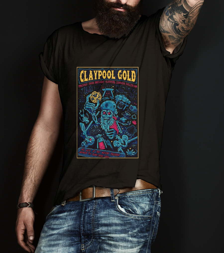 Claypool Gold Primus Frog Brigade Lennon Delirium Live Austin TX June 23 2026 T-Shirt