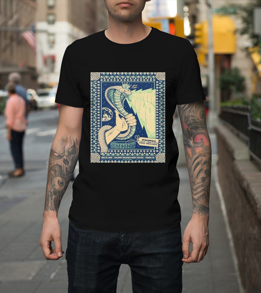 Primus Claypool Lennon Delirium Frog Brigade Tour June 22 2026 Walmart Arkansas Music Pavilion Rogers Cobra Hand T-Shirt
