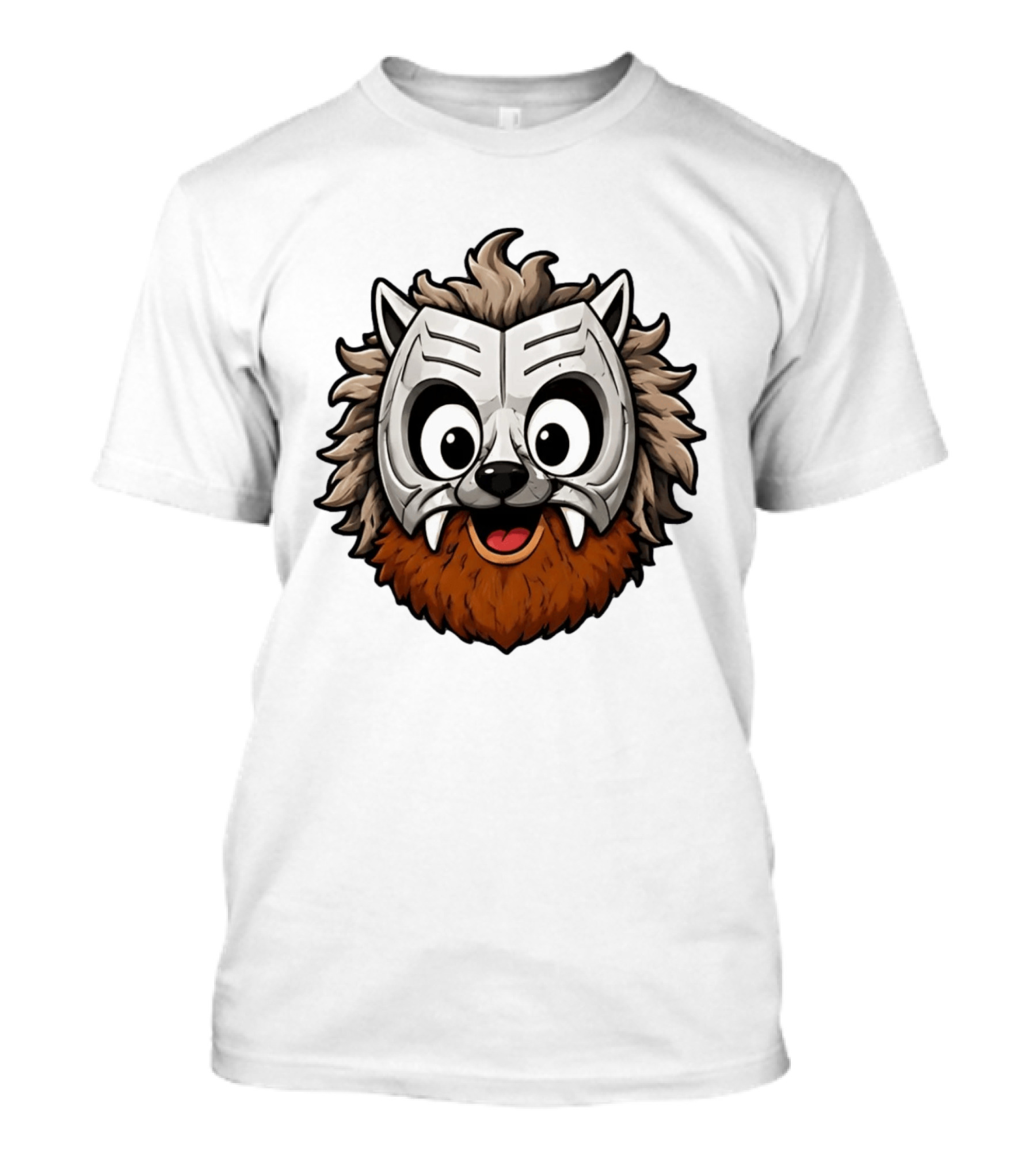 Werewolf Mask Cartoon With Adorable Big Eyes And Fangs T-Shirt
