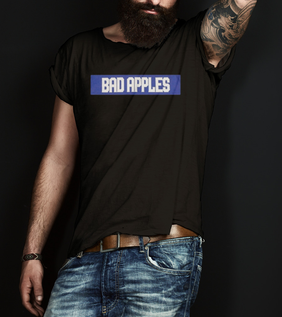 Bad Apples Bold Text White On Blue T-Shirt