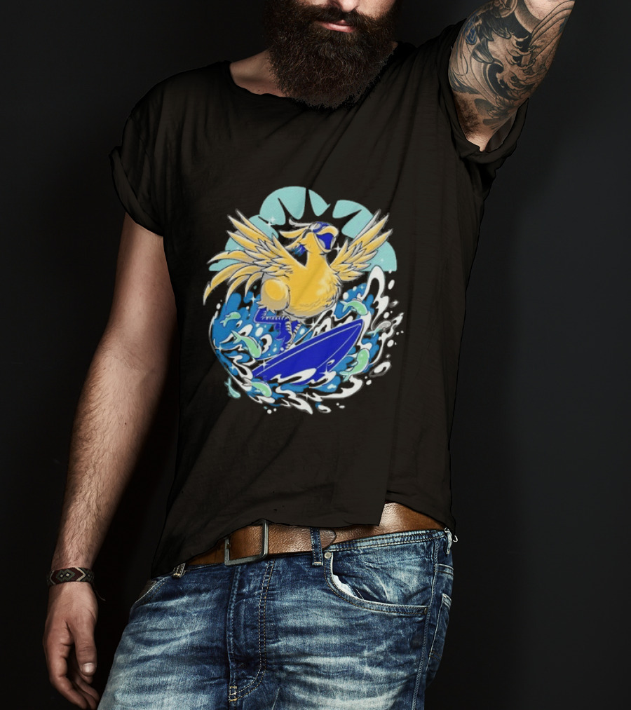 Pop Culture Wizard Surfing Yellow Bird T-Shirt