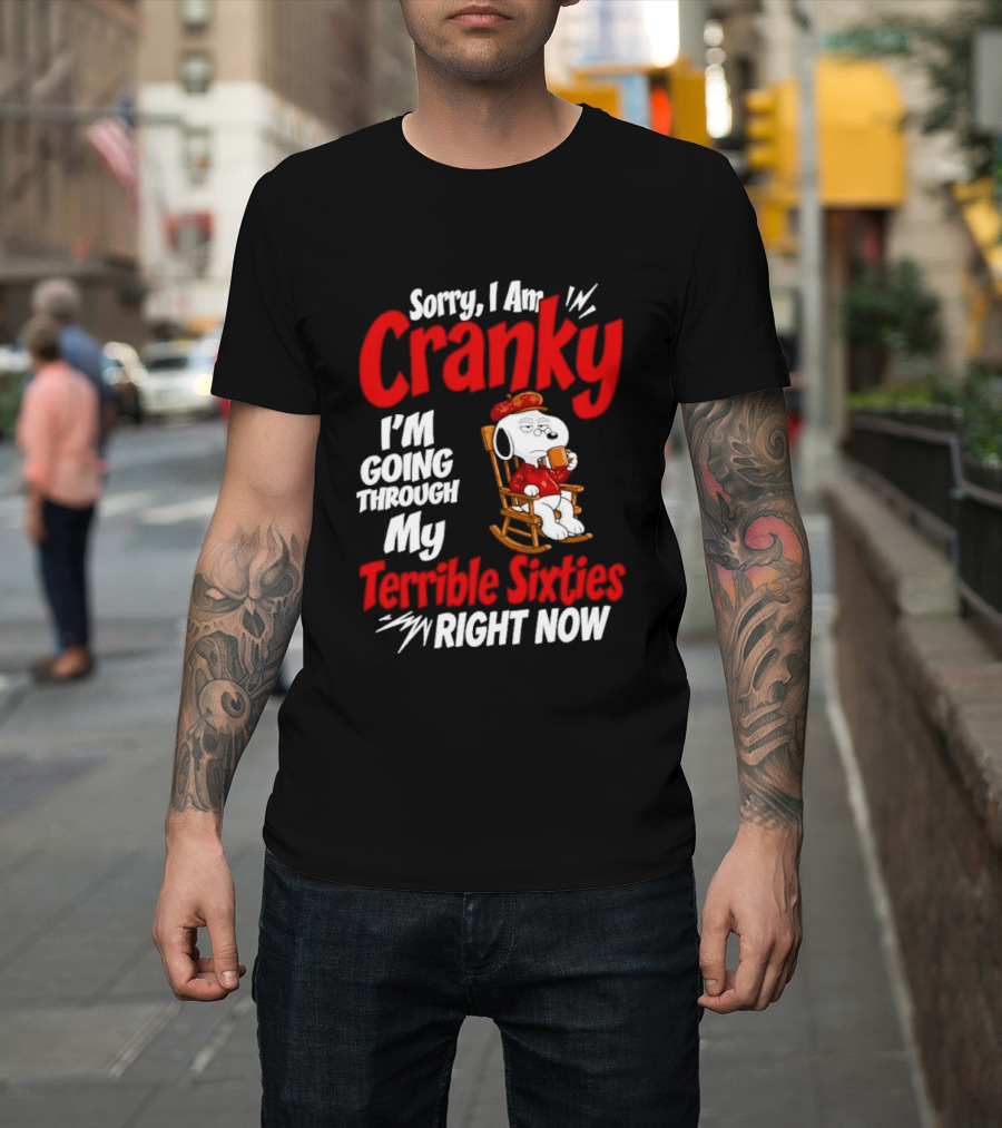 Snoopy Sorry I Am Cranky I'm Going Through My Terrible Sixties Right Now T-Shirt