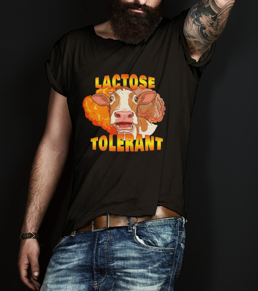 Lactose Tolerant Cow Explosion Dairy Humor T-Shirt