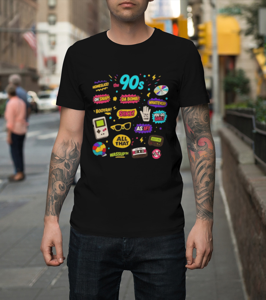 The 90s Nostalgia Oh Snap Homeskillet Da Bomb Booyah Sike Whatever You Go Girl As If All That Wazzup Talk To The Hand Retro Gaming Cassette CD Beeper T-Shirt