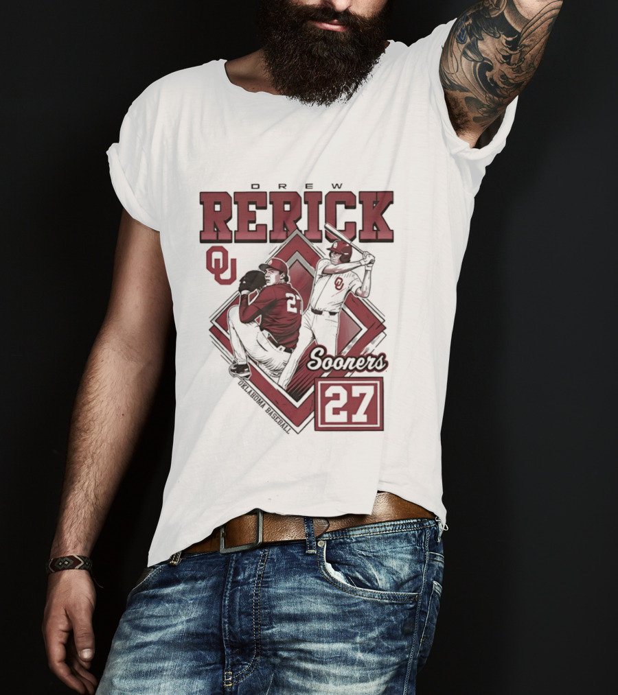 Oklahoma Sooners Drew Rerick Baseball 27 OU T-Shirt