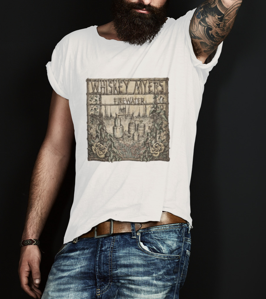 Whiskey Myers Firewater Distillery Artwork With Roses And Vines T-Shirt
