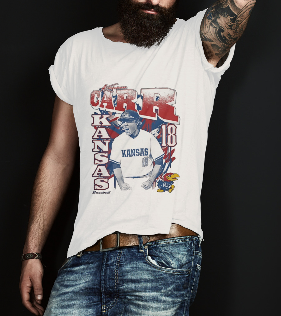 Kansas Jayhawks Kanon Carr 18 Baseball KU Team Fan Gear T-Shirt
