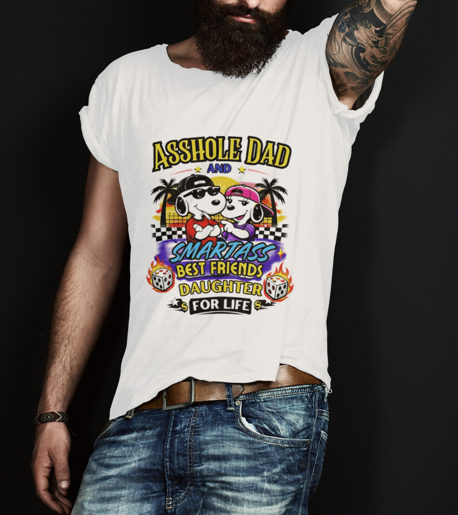 Asshole Dad And Smartass Best Friends Daughter For Life Vintage Sunset T-Shirt