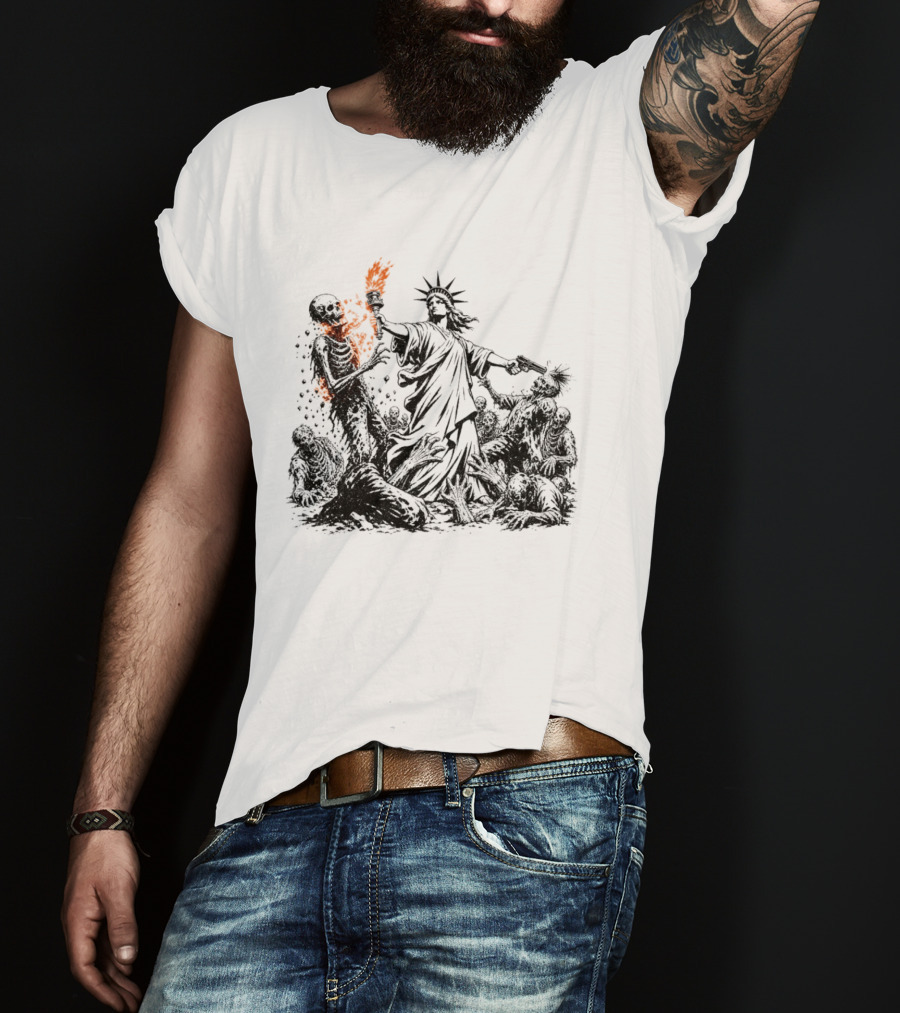 Liberty Or Death Zombie Apocalypse Undead Statue Of Liberty Torch T-Shirt
