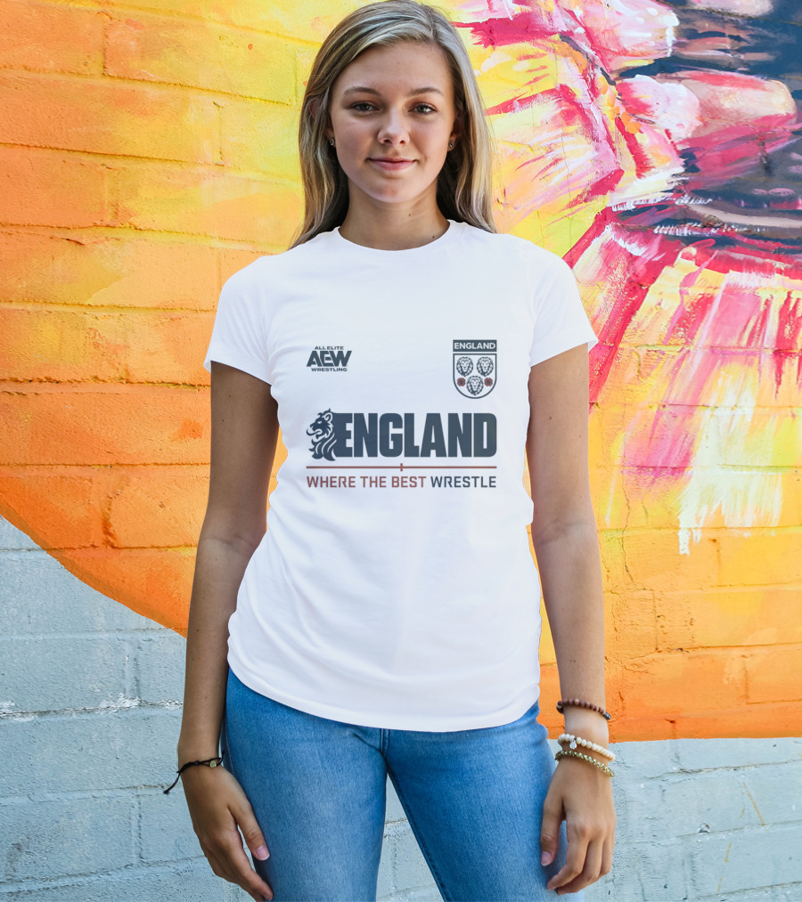 All Elite AEW Wrestling England Where The Best Wrestle Lion Crest T-Shirt