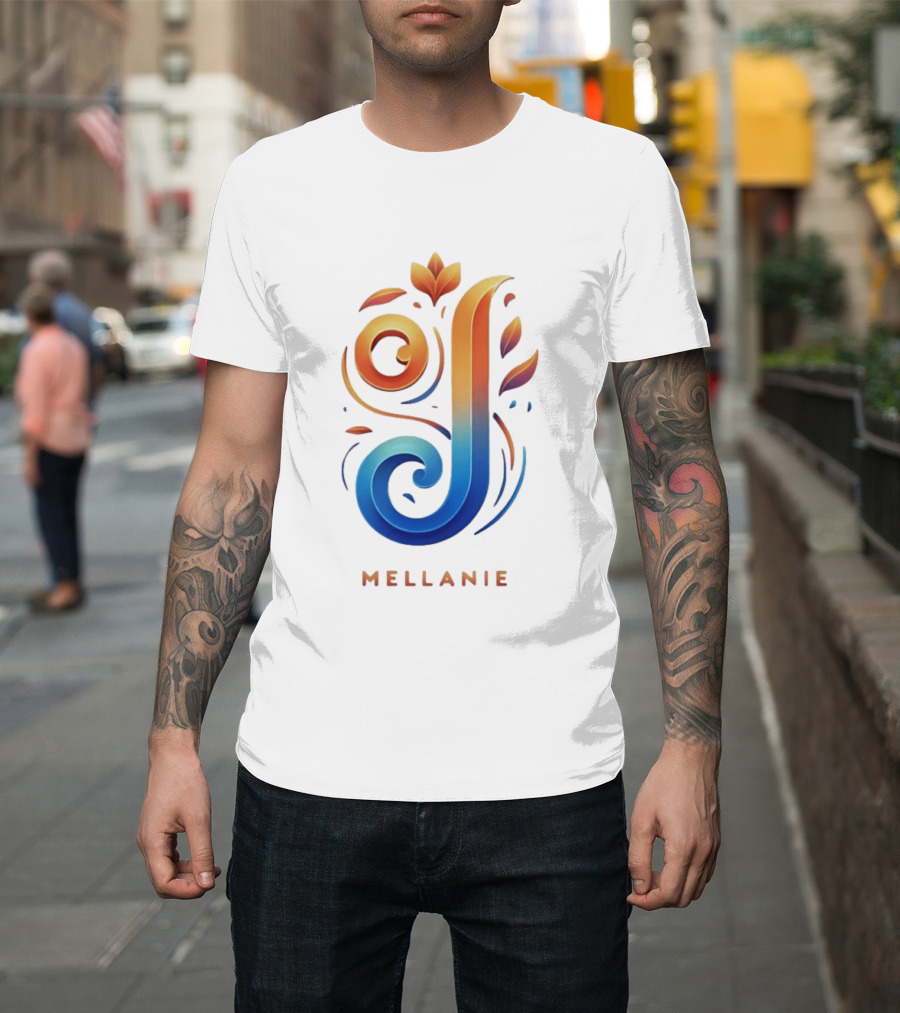 Mellanie Decorative Letter J Floral Gradient T-Shirt