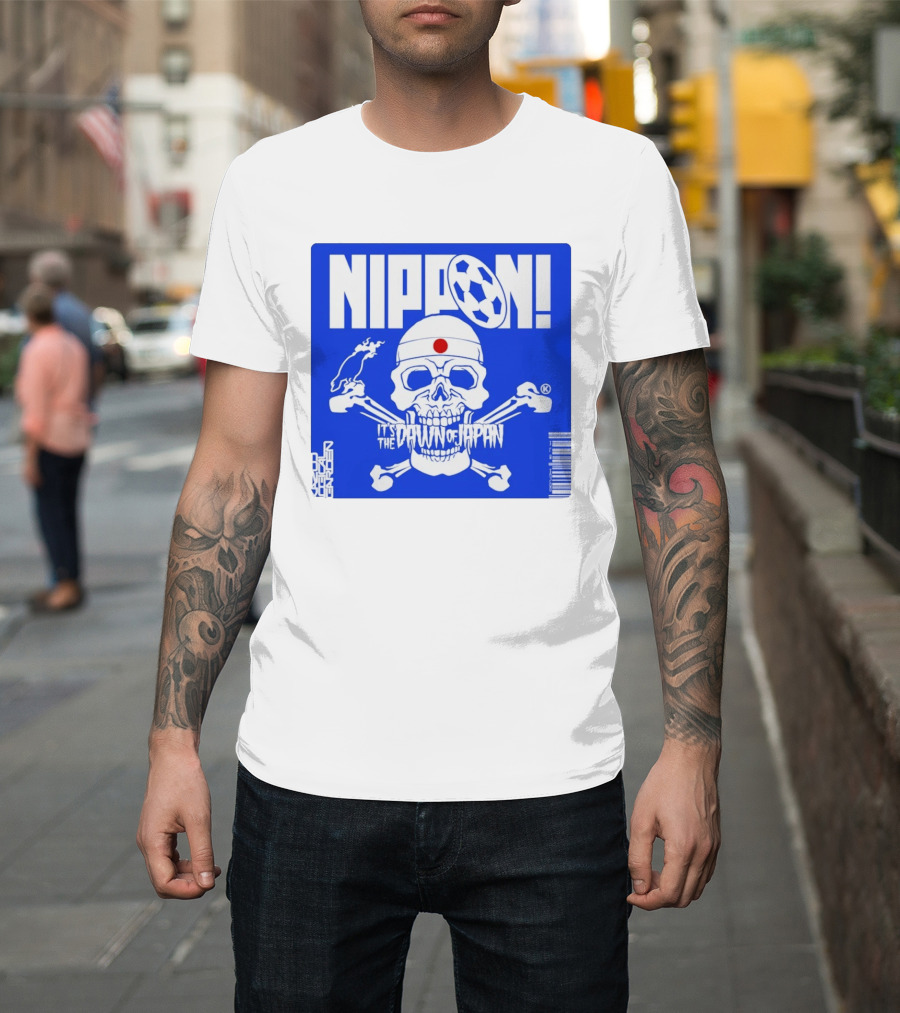 Nippon It's The Dawn Of Japan Skull Crossbones Soccer Ball T-Shirt