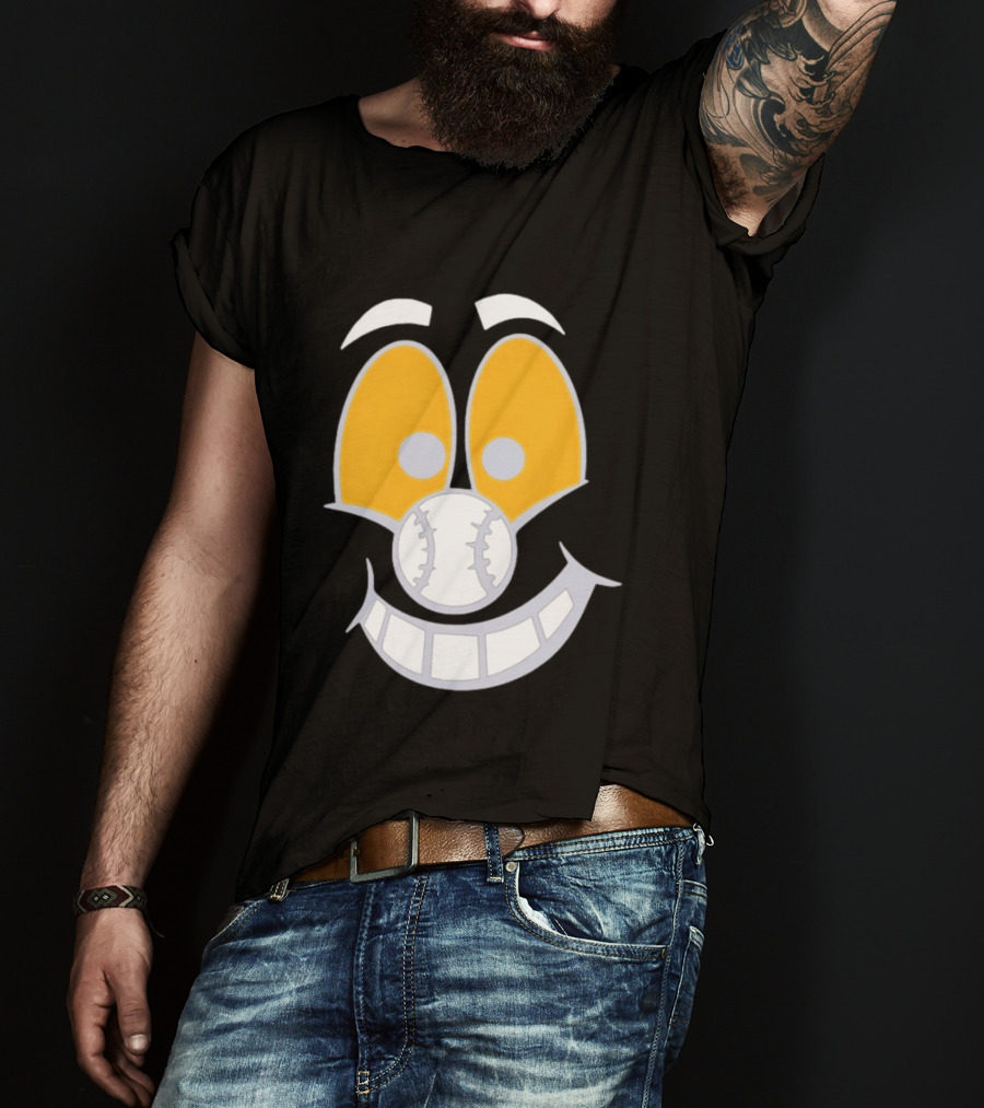Cartoon Baseball Smile Face With Playful Eyes T-Shirt