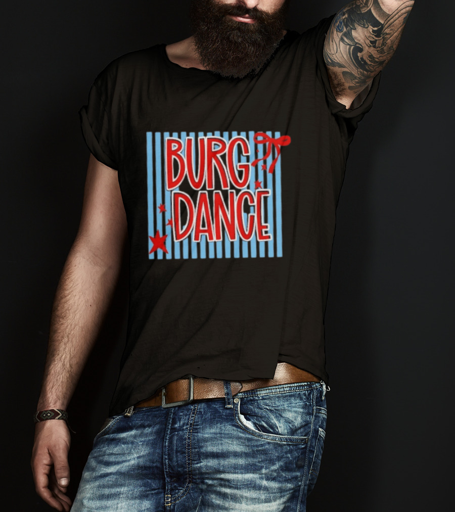 Burg Dance Stripe Red Stars And Bow T-Shirt