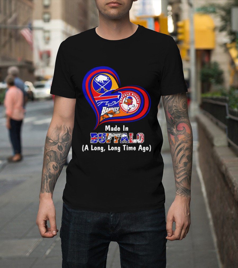 Buffalo Sabres Bills Bisons Made In Buffalo Heart T-Shirt