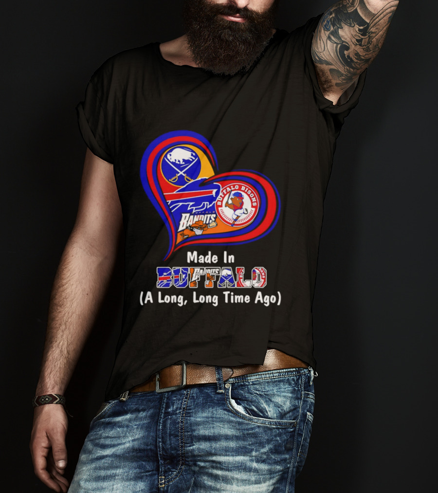 Buffalo Sabres Bills Bisons Made In Buffalo Heart T-Shirt