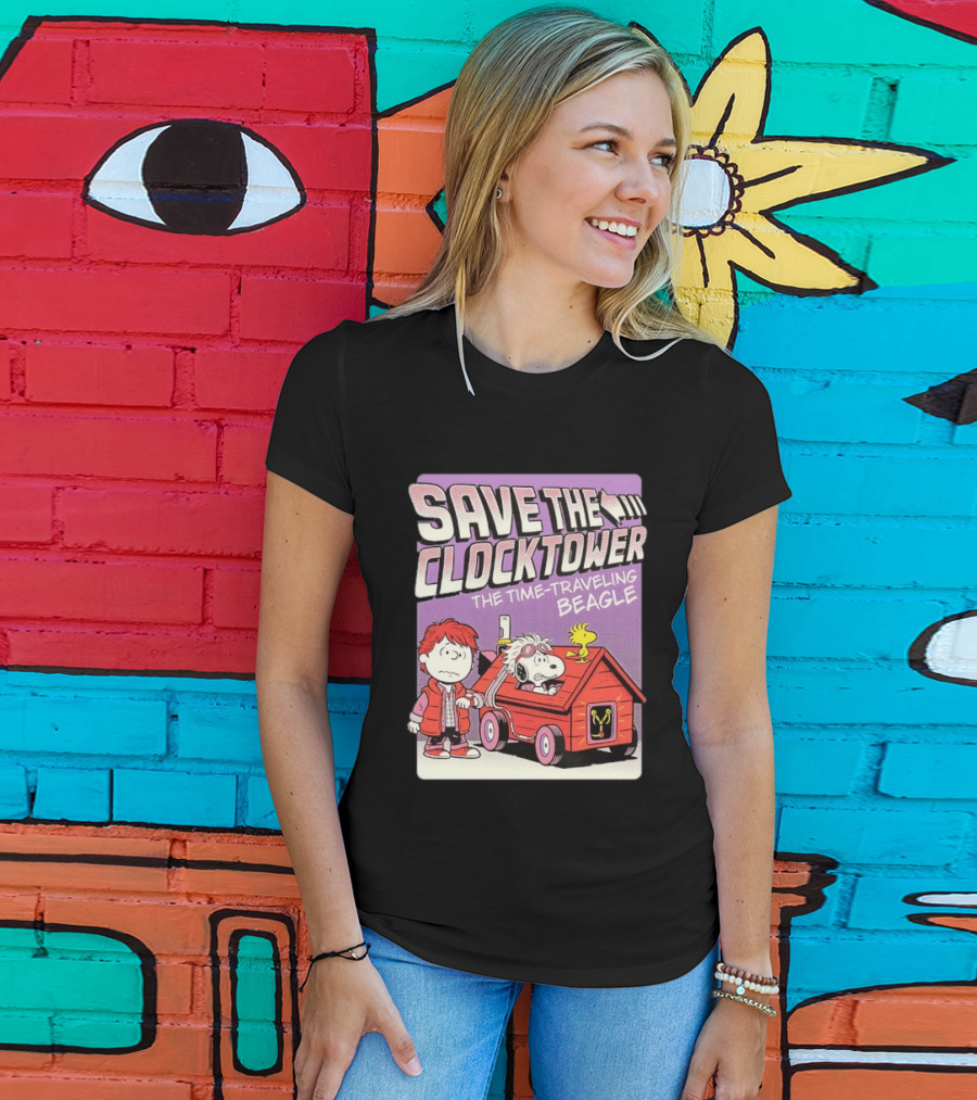 Save The Tower The Time Traveling Beagle Retro Adventure T-Shirt