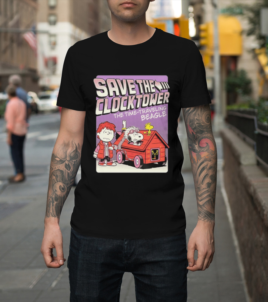 Save The Tower The Time Traveling Beagle Retro Adventure T-Shirt