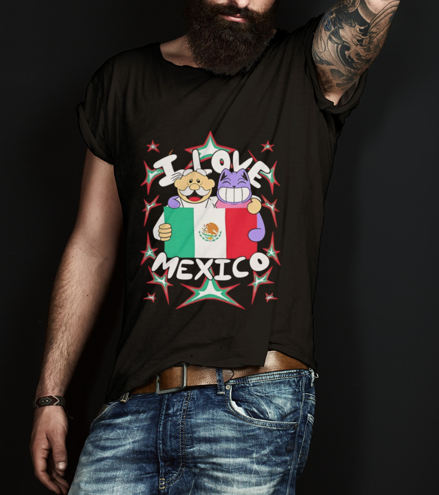 I Love Mexico Mexican Flag Cartoon Cat And Doctor T-Shirt