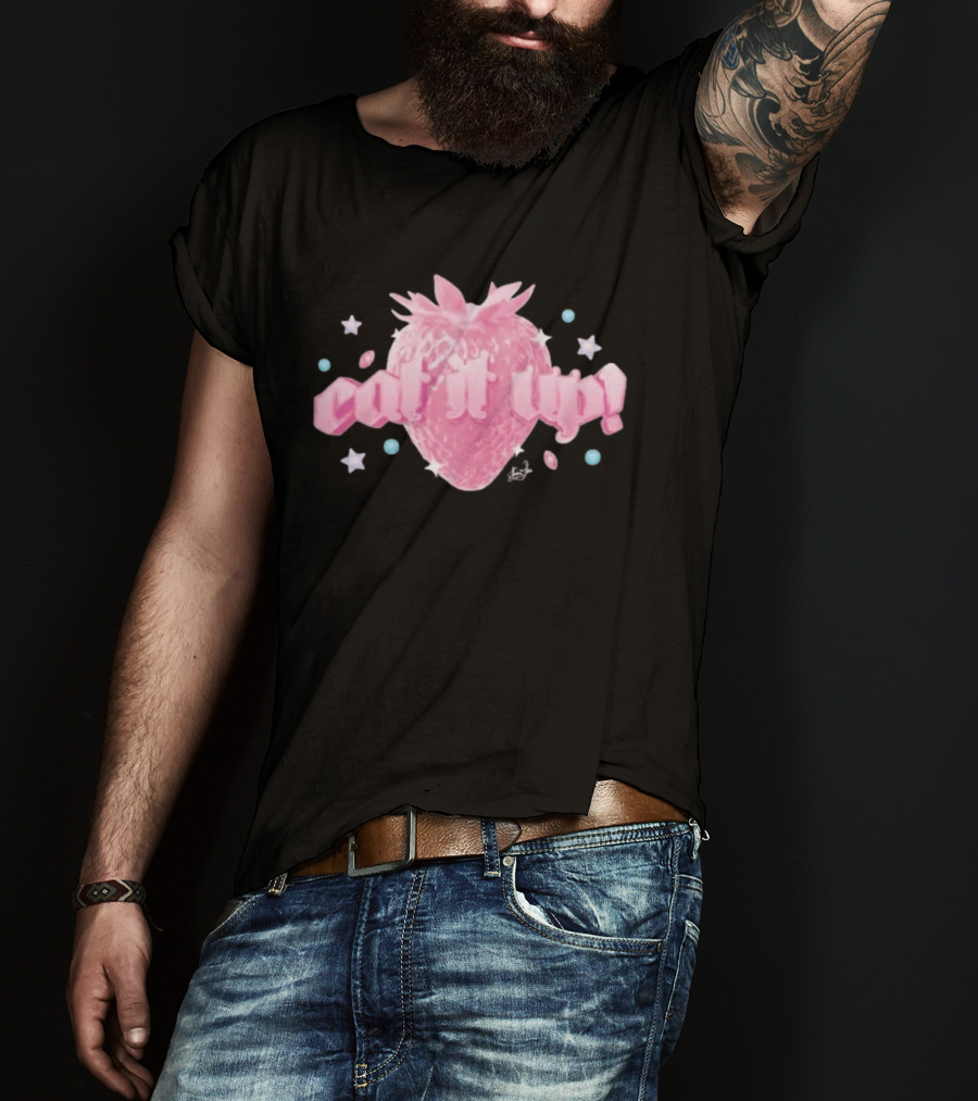 Naomi Jon Eat It Up Pink Strawberry Gothic Stars T-Shirt