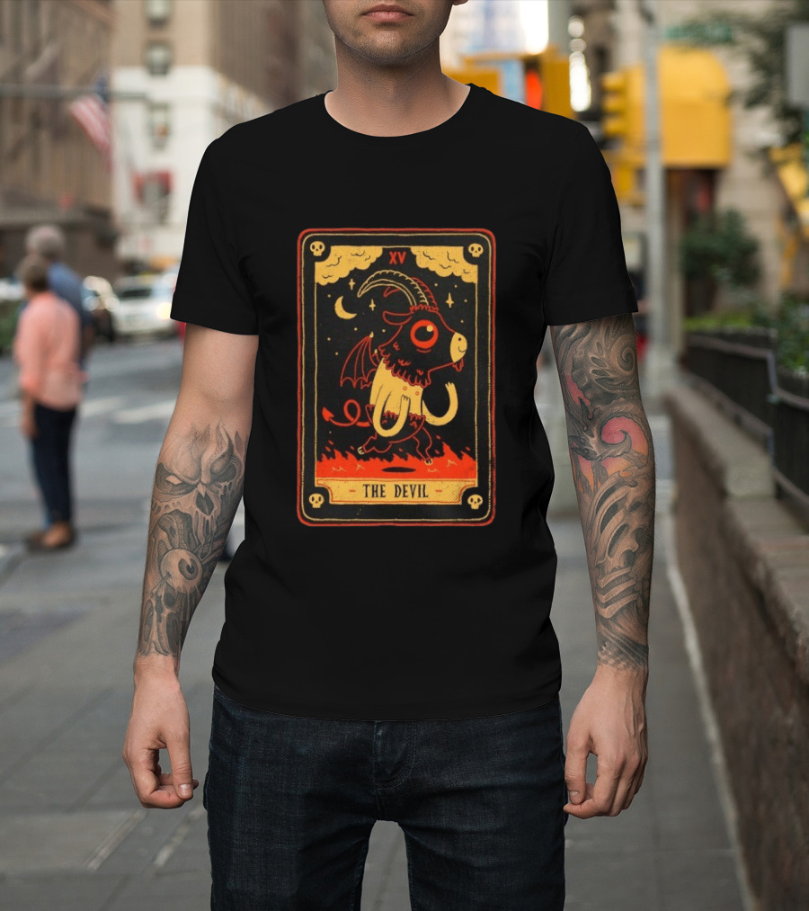 The Devil Tarot Card XV Occult Goat Satanic Gothic Baphomet T-Shirt