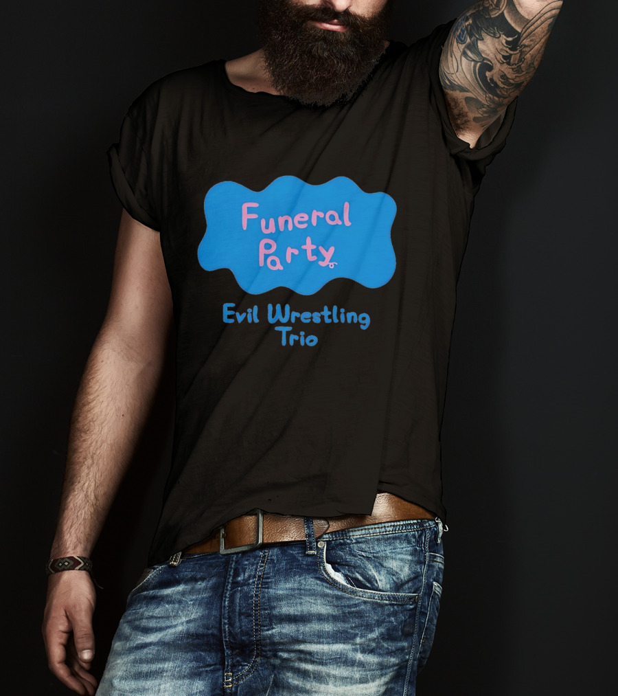 Funeral Party Evil Wrestling Trio Retro Blue Pink T-Shirt