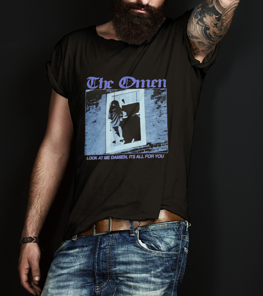 The Omen Look At Me Damien It's All For You Classic Horror Scene T-Shirt