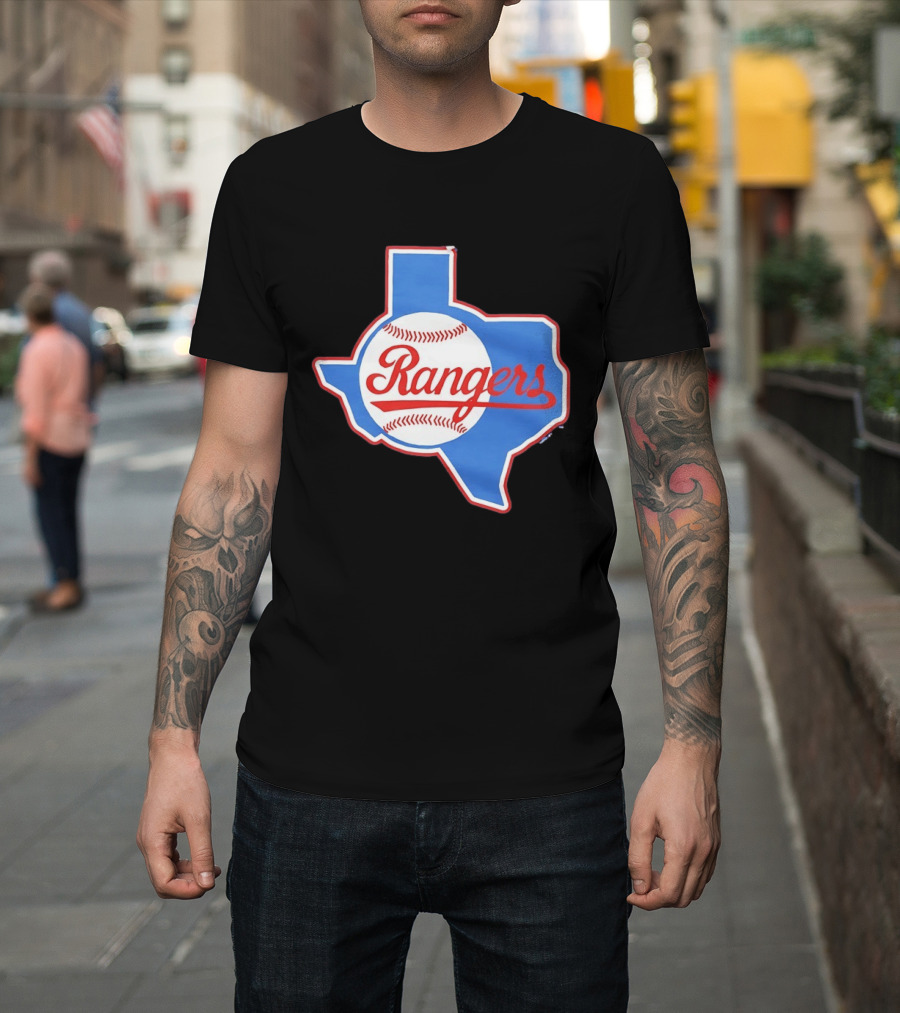 Texas Rangers Baseball Cursive Script Texas State T-Shirt
