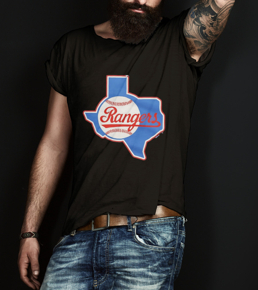 Texas Rangers Baseball Cursive Script Texas State T-Shirt