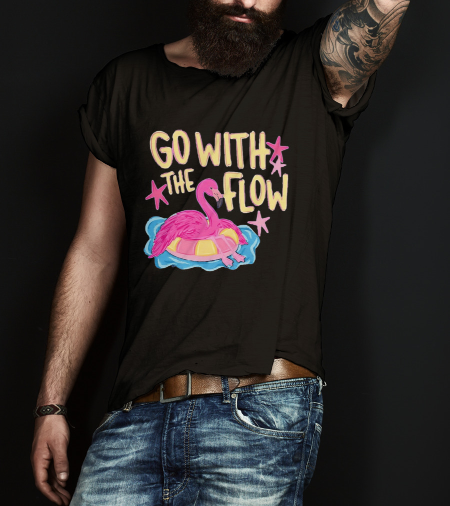 Go With The Flow Flamingo Summer Tropical Vibes T-Shirt