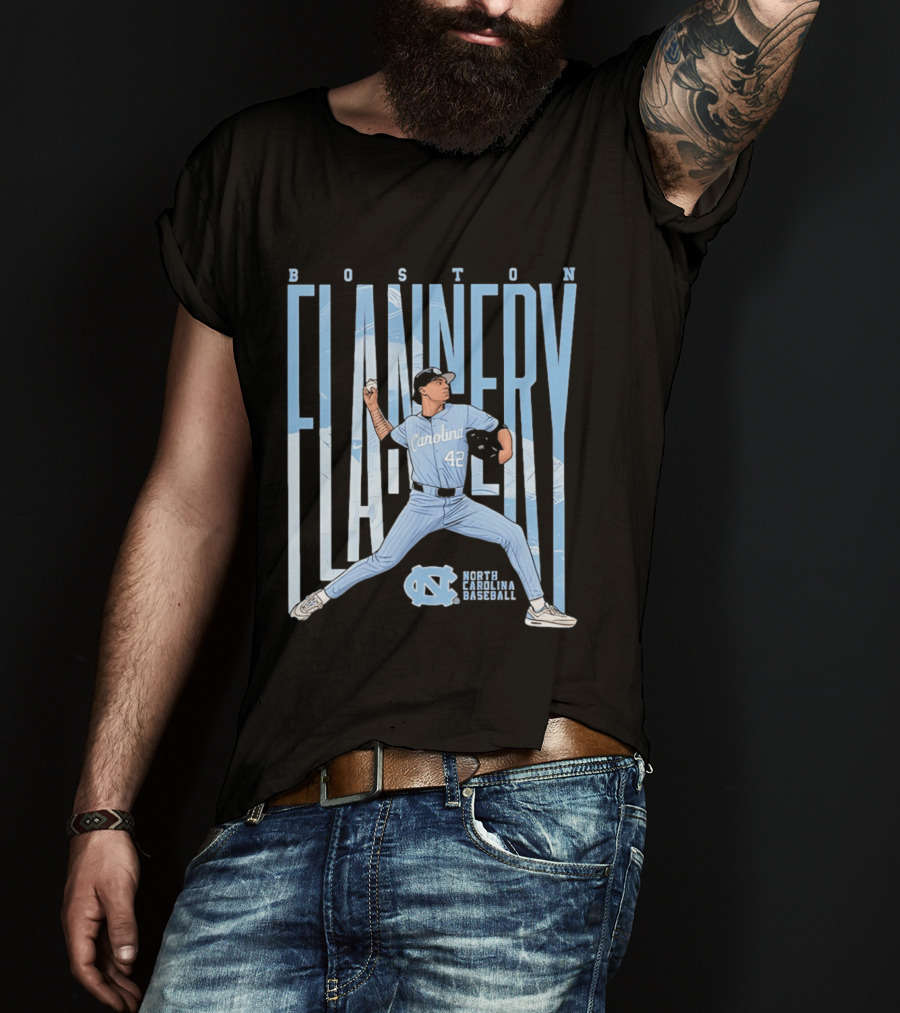 Boston Flannery North Carolina Tar Heels Baseball Carolina 42 T-Shirt