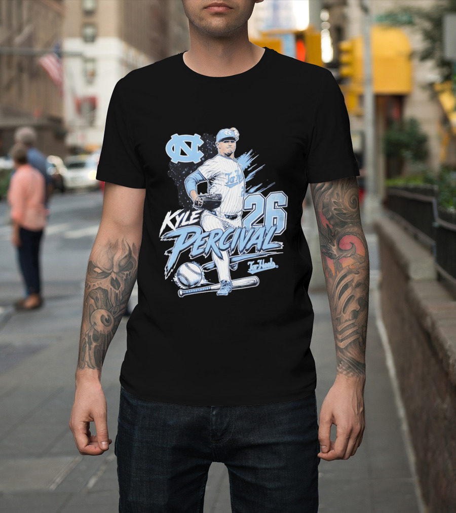 North Carolina Tar Heels Kyle Percival 26 Baseball Pitcher T-Shirt