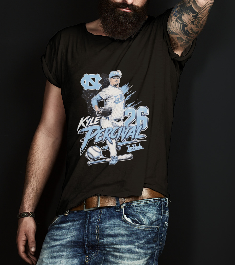 North Carolina Tar Heels Kyle Percival 26 Baseball Pitcher T-Shirt