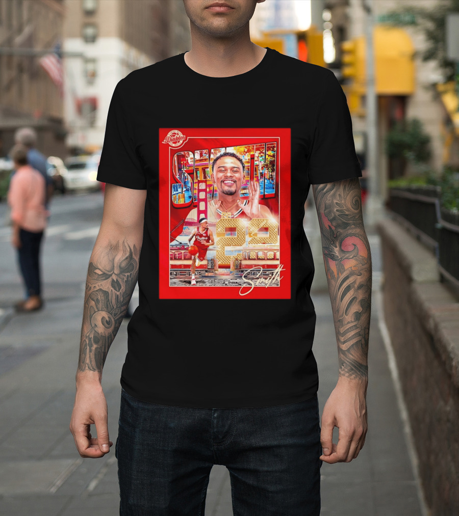 Tyrus Smith Diablos Rojos 24 Basketball San Francisco Bridge T-Shirt