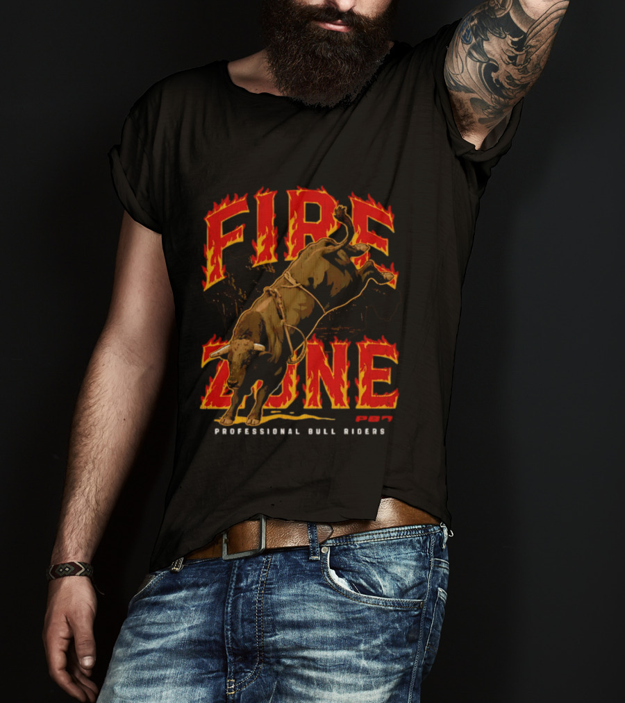 PBR Fire Zone Bucking Bull Professional Bull Riders Western T-Shirt