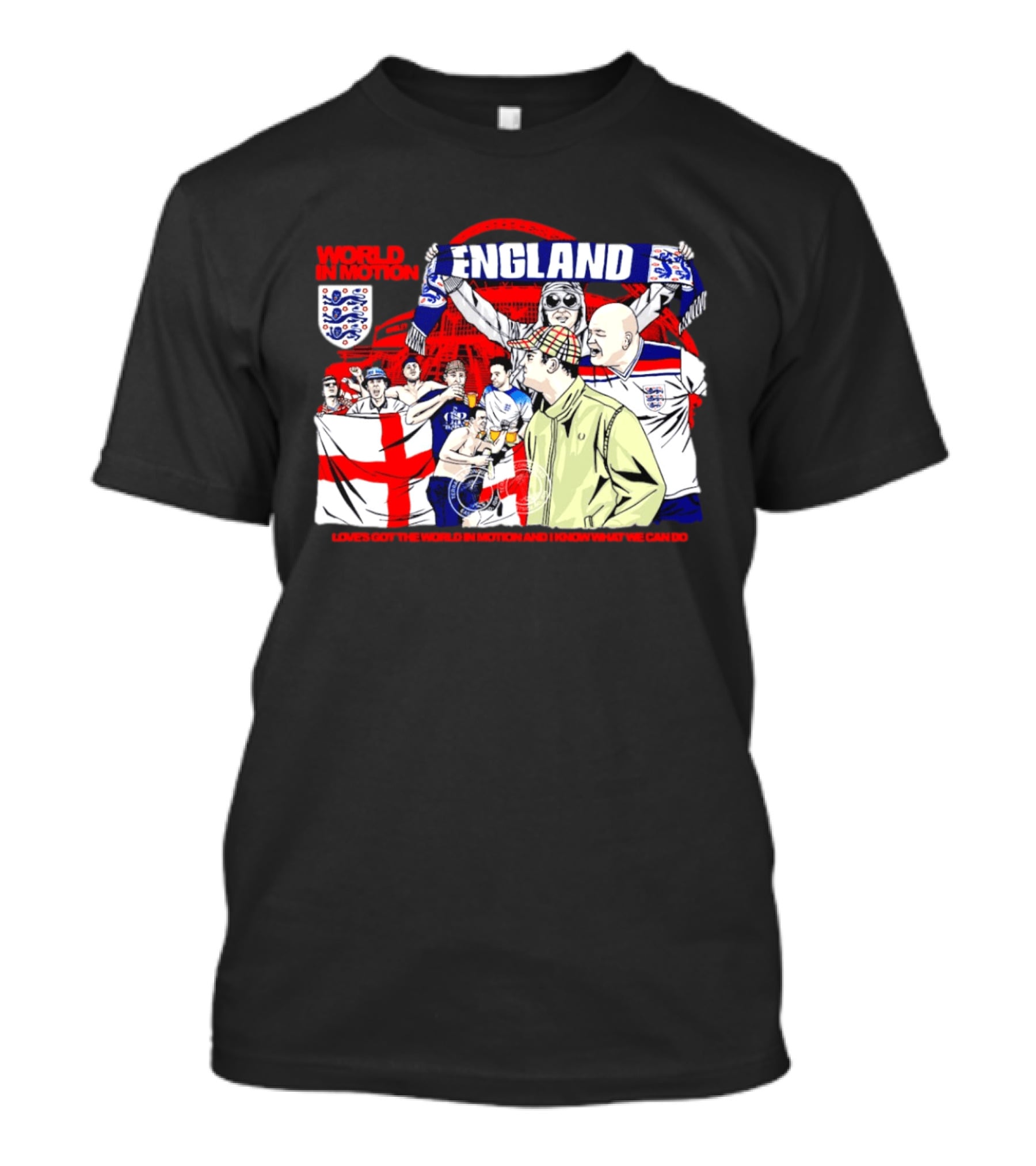 World In Motion England Football Fans Wembley Stadium England Supporters T-Shirt