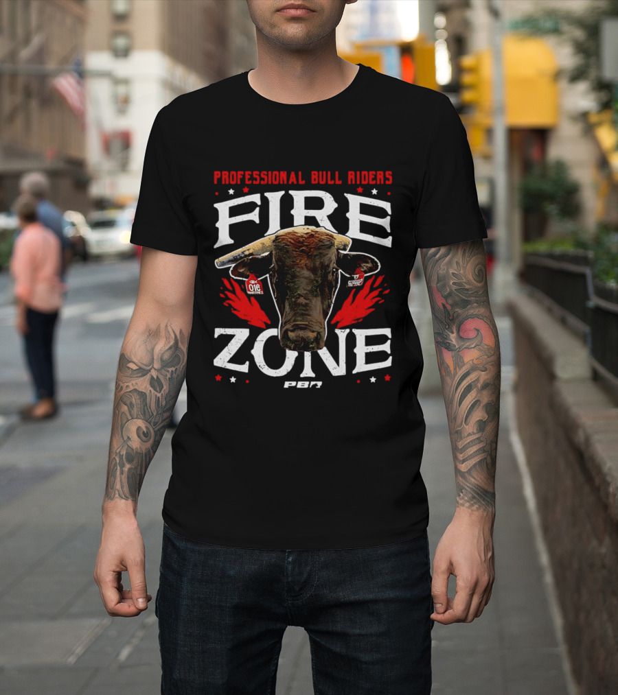 Professional Bull Riders Fire Zone PBR Bull Head OTE Blood Red T-Shirt