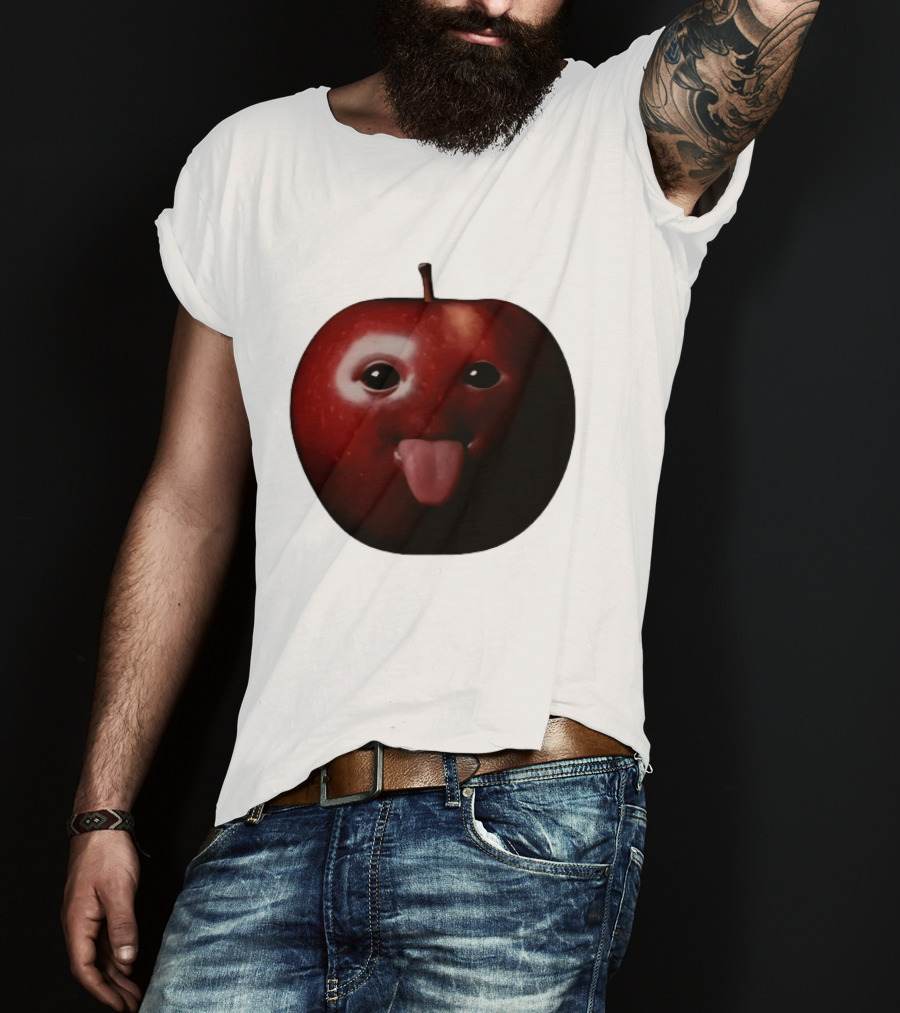 Apple Sticking Out Tongue Funny Fruit Face T-Shirt