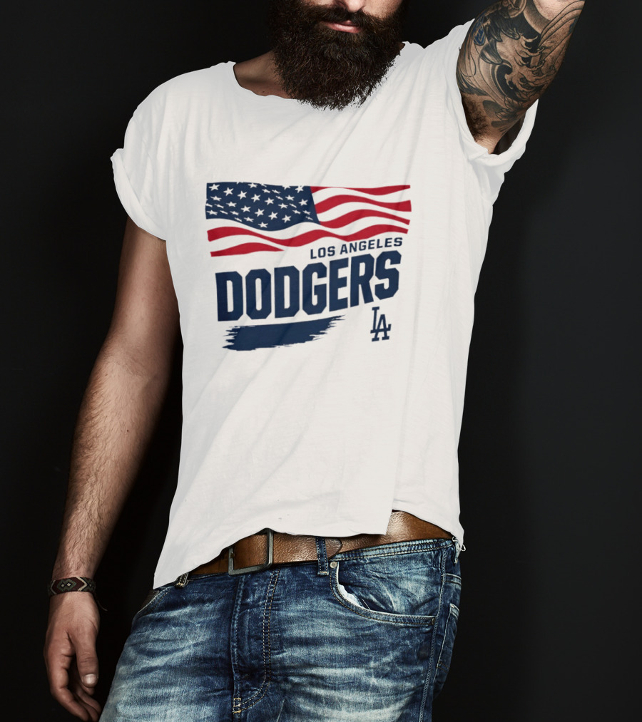 Los Angeles Dodgers Waving Flag LA Dodgers Starter Baseball Team T-Shirt